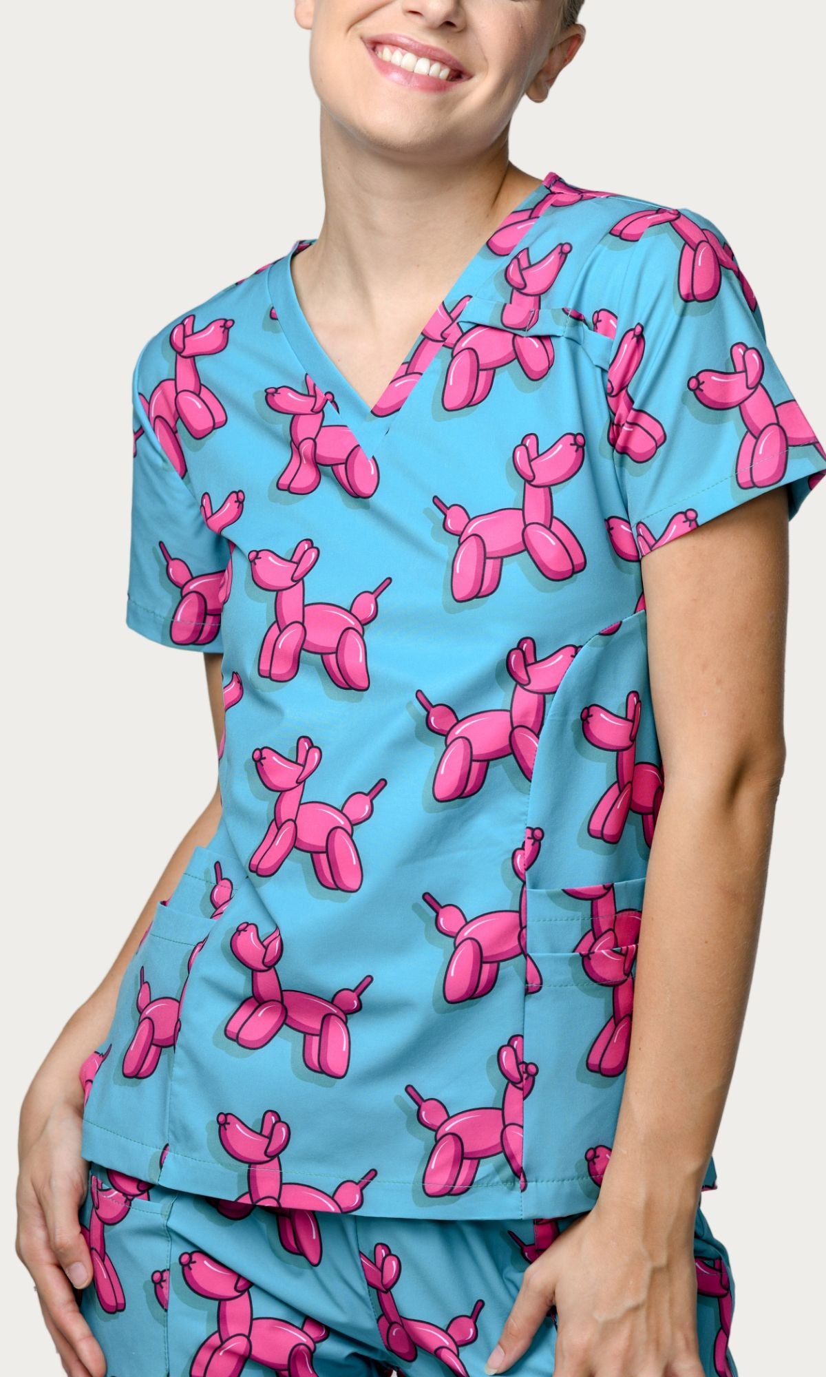 Scrub Top Balloon Dog Women