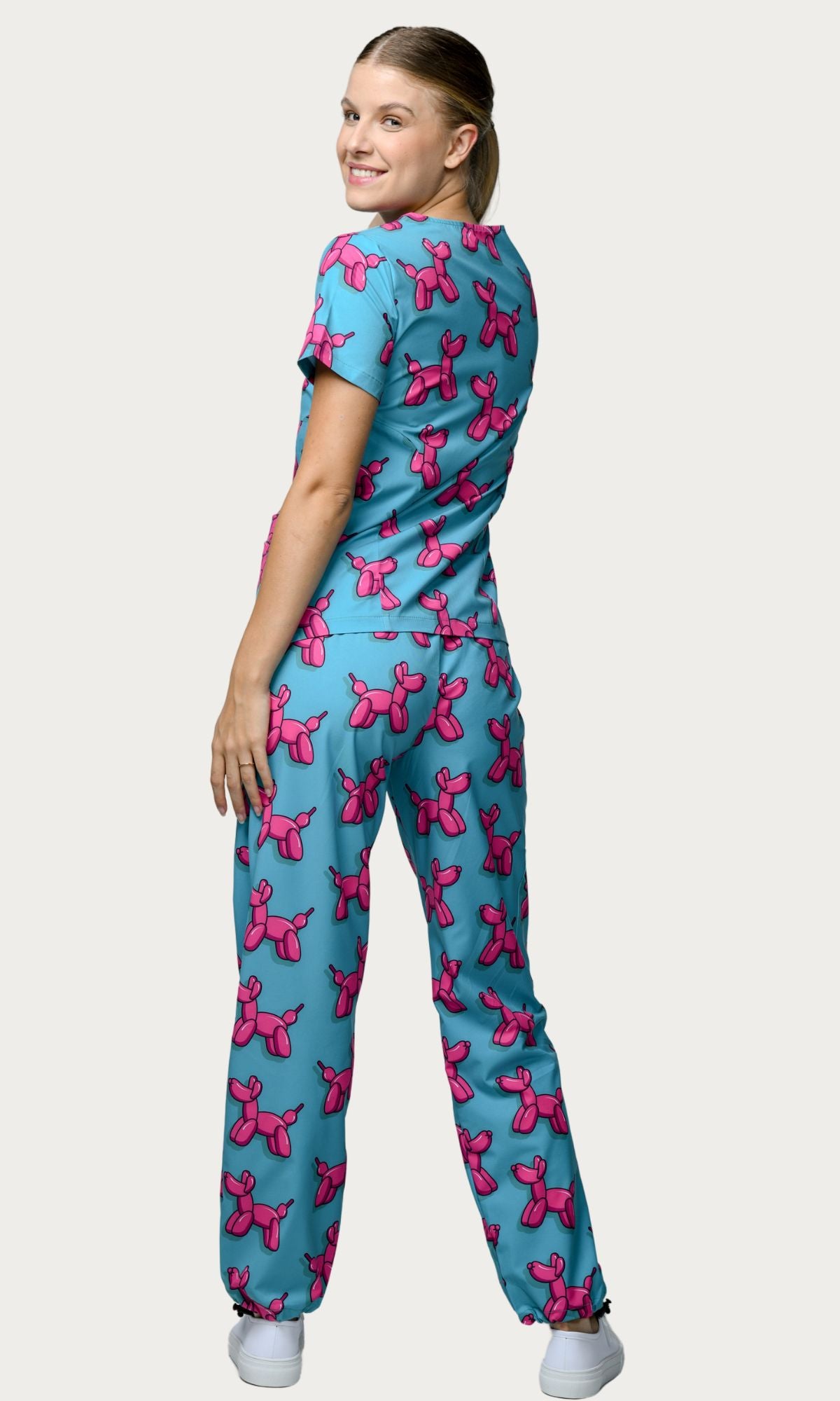 Scrub Top Balloon Dog Women