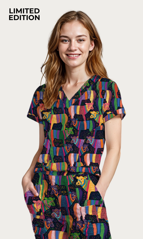 Scrub Top Cows Parade Women