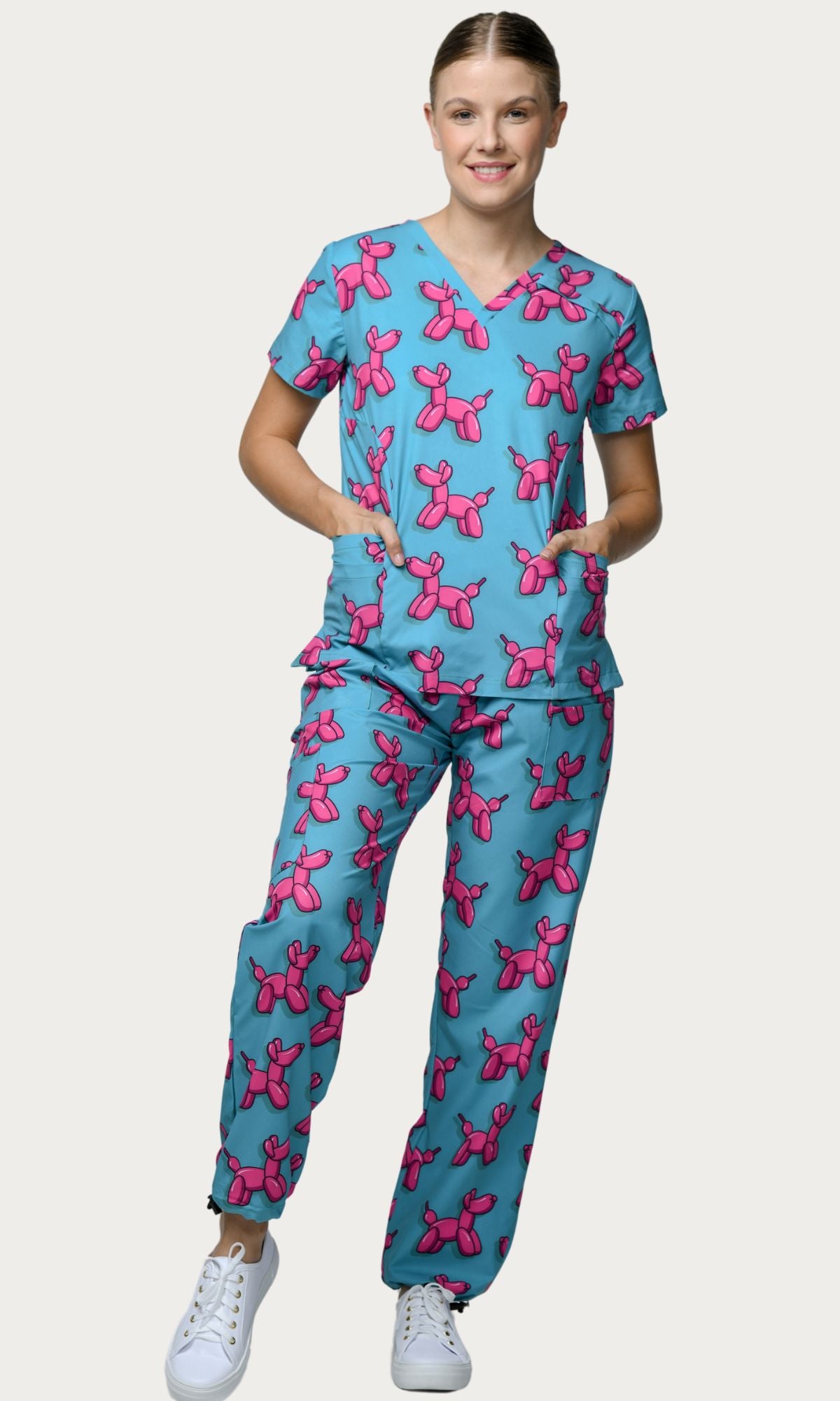 Scrub Top Balloon Dog Women