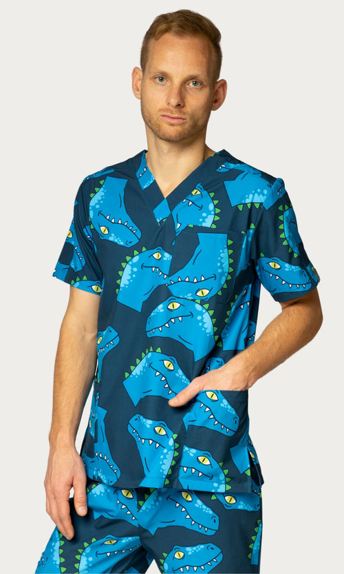 Scrub Top Blue Rex Men