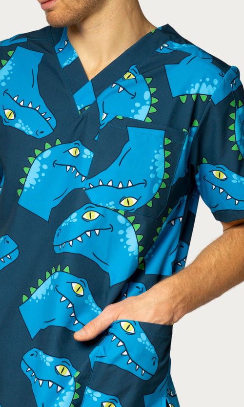 Scrub Top Blue Rex Men