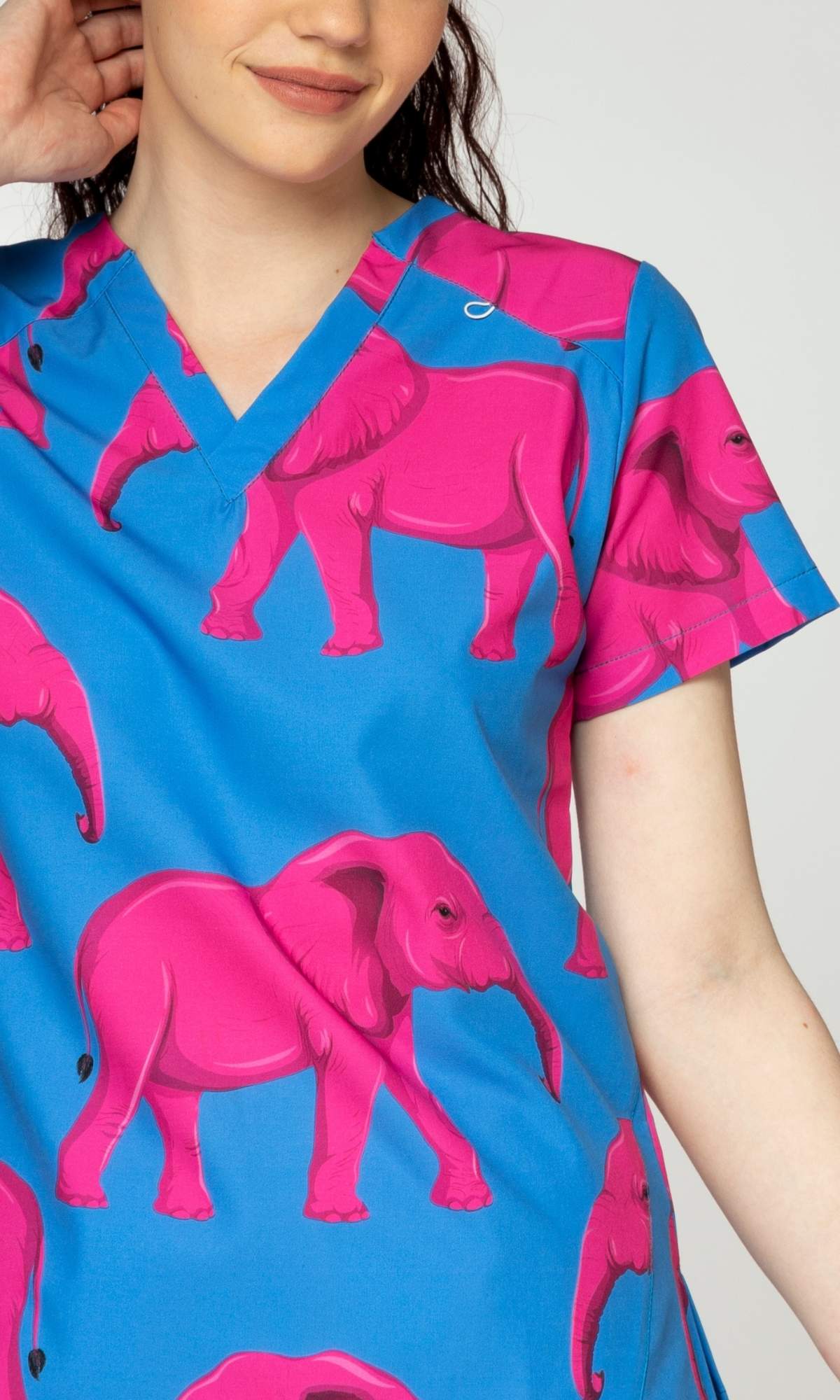 Scrub Top Elephants Women
