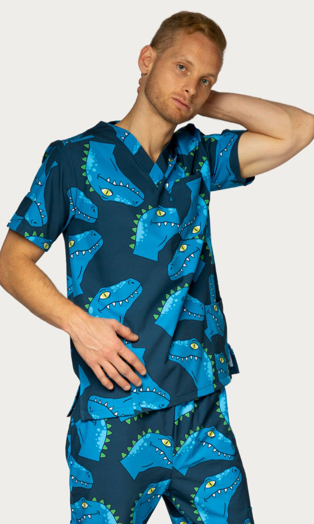Scrub Top Blue Rex Men