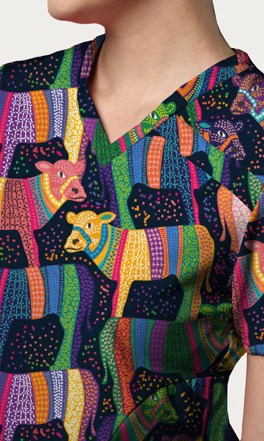 Scrub Top Cows Parade Women
