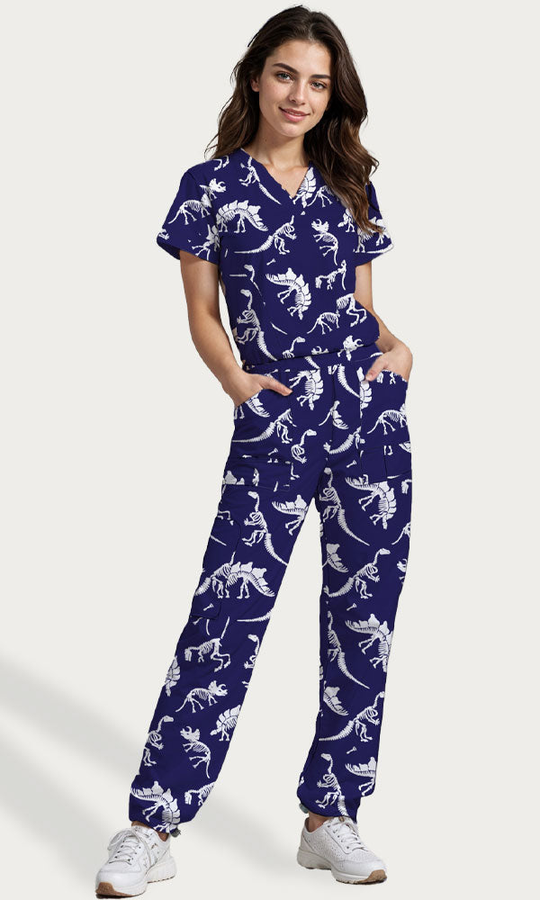 Scrub Pants Jurassic Fossil Women