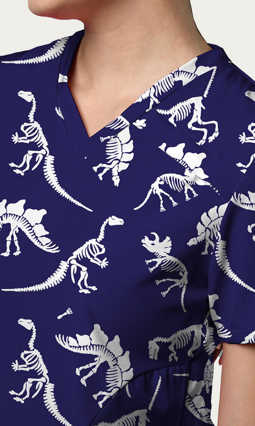 Scrub Top Jurassic Fossil Women