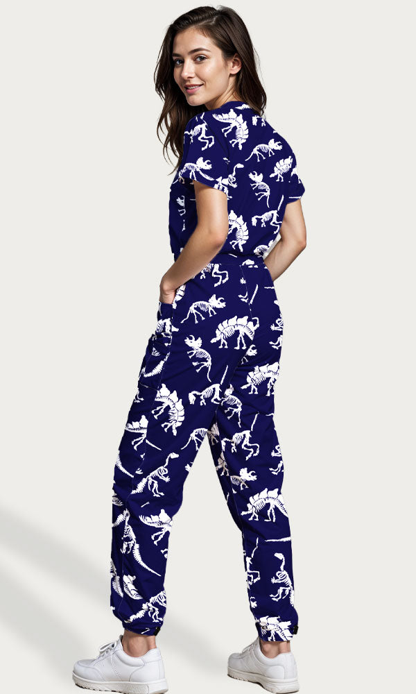 Scrub Top Jurassic Fossil Women